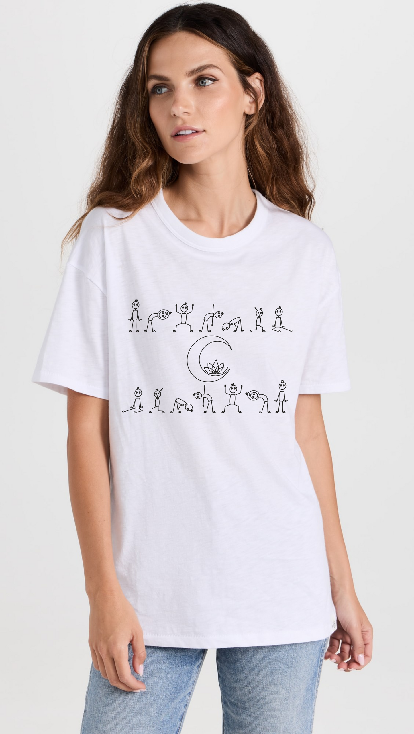 Moon Salutations Yoga White T-Shirt