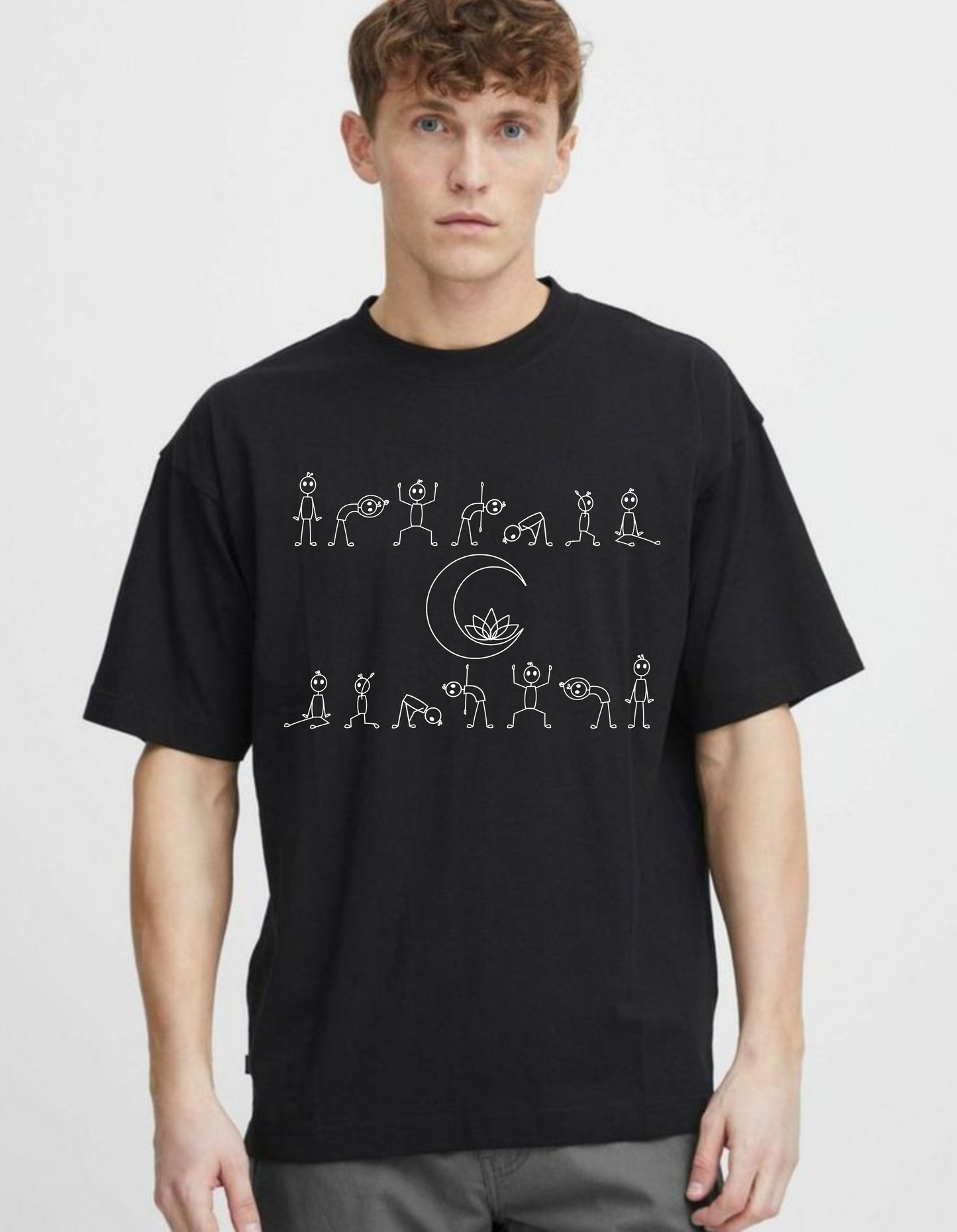 Moon Salutations Yoga Black T-Shirt