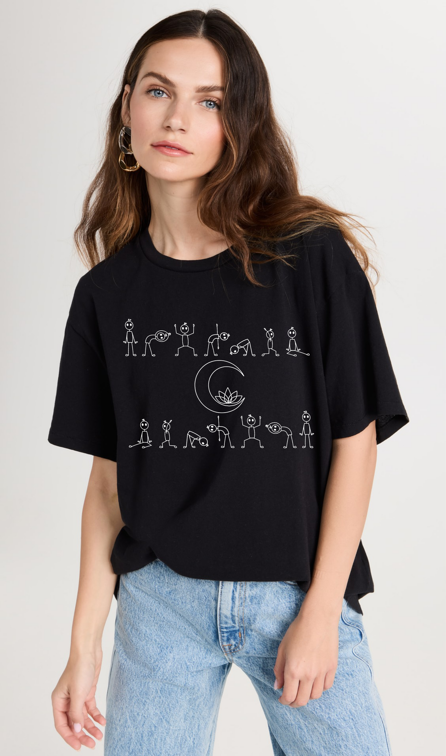 Moon Salutations Yoga Black T-Shirt