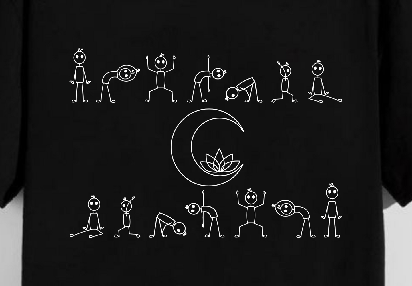 Moon Salutations Yoga Black T-Shirt