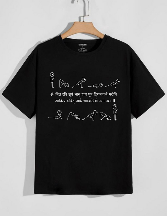 Sun Salutations Yoga Sutra Black Unisex T-Shirt