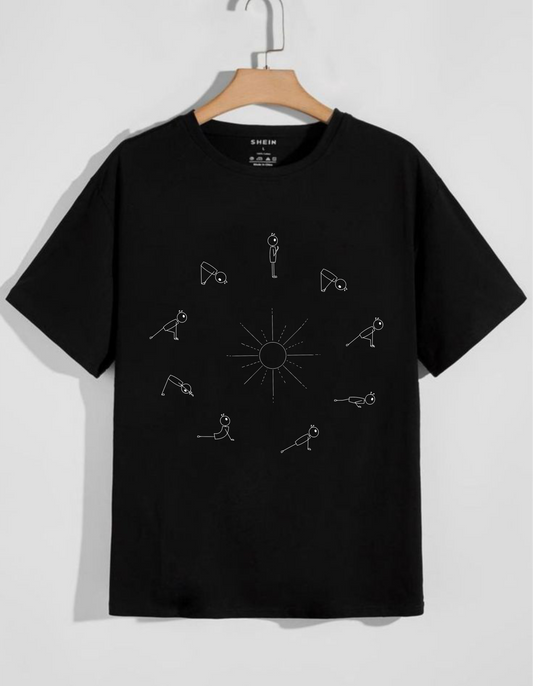 Sun Salutations Yoga Black Unisex T-Shirt