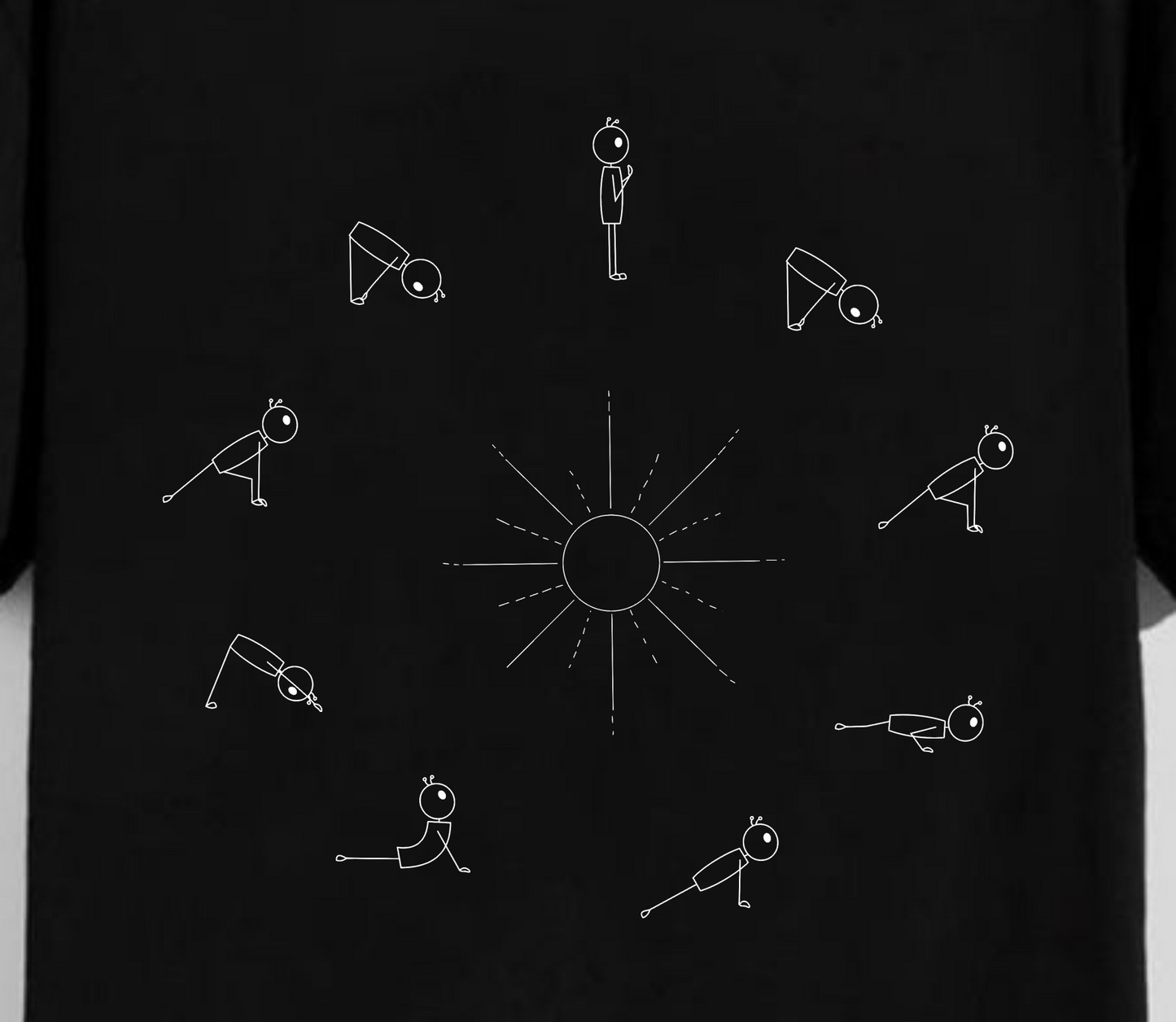 Sun Salutations Yoga Black Unisex T-Shirt